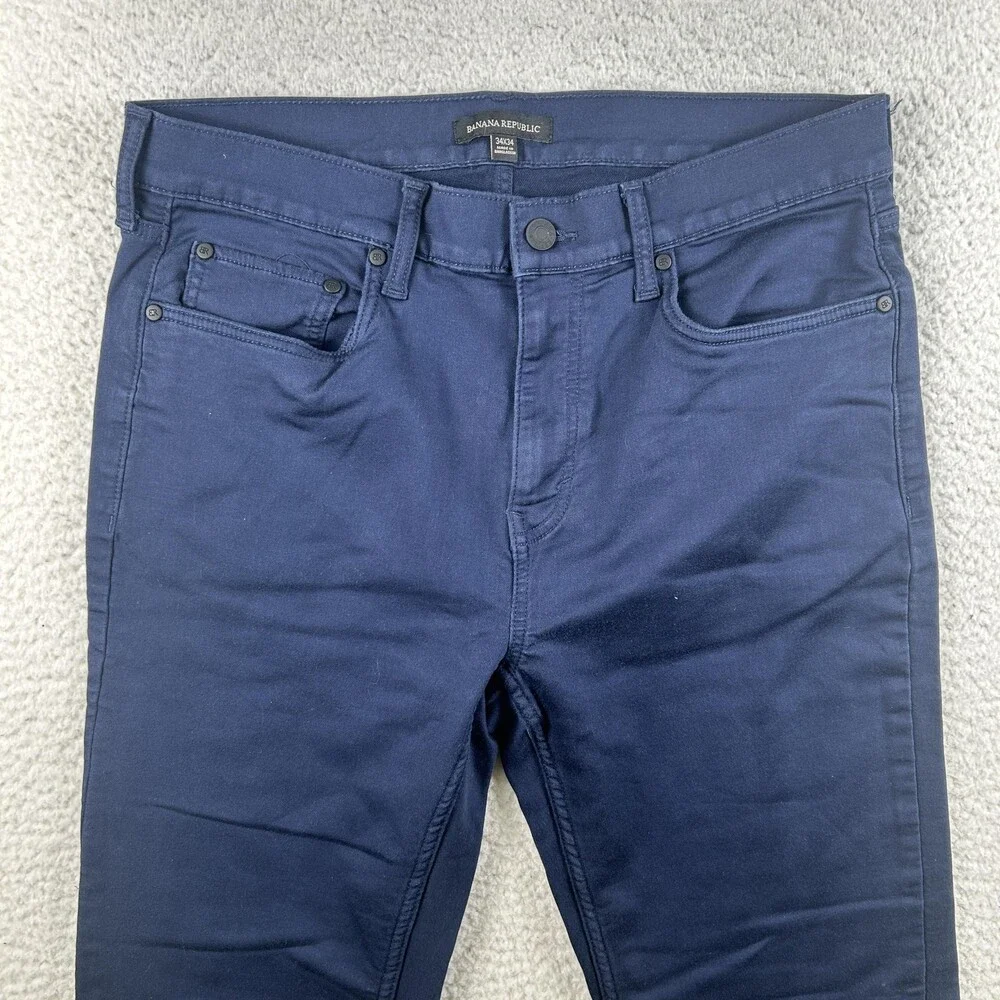 Banana Republic Jeans Mens 34x32 Dark Wash Blue Skinny Stretch Denim Zip Fly